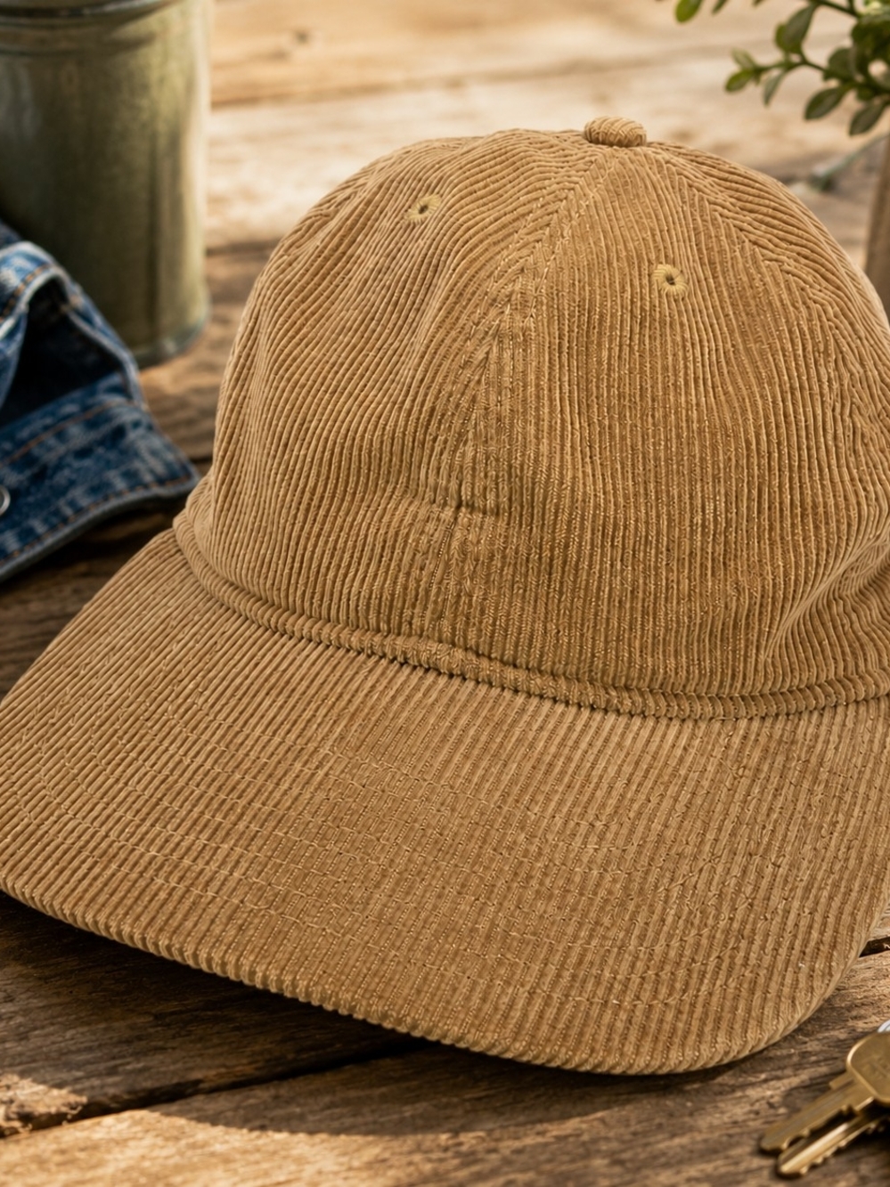 Newhatton Tan Corduroy Dad Hat Adjustable Strapback Plain Blank Casual Cap